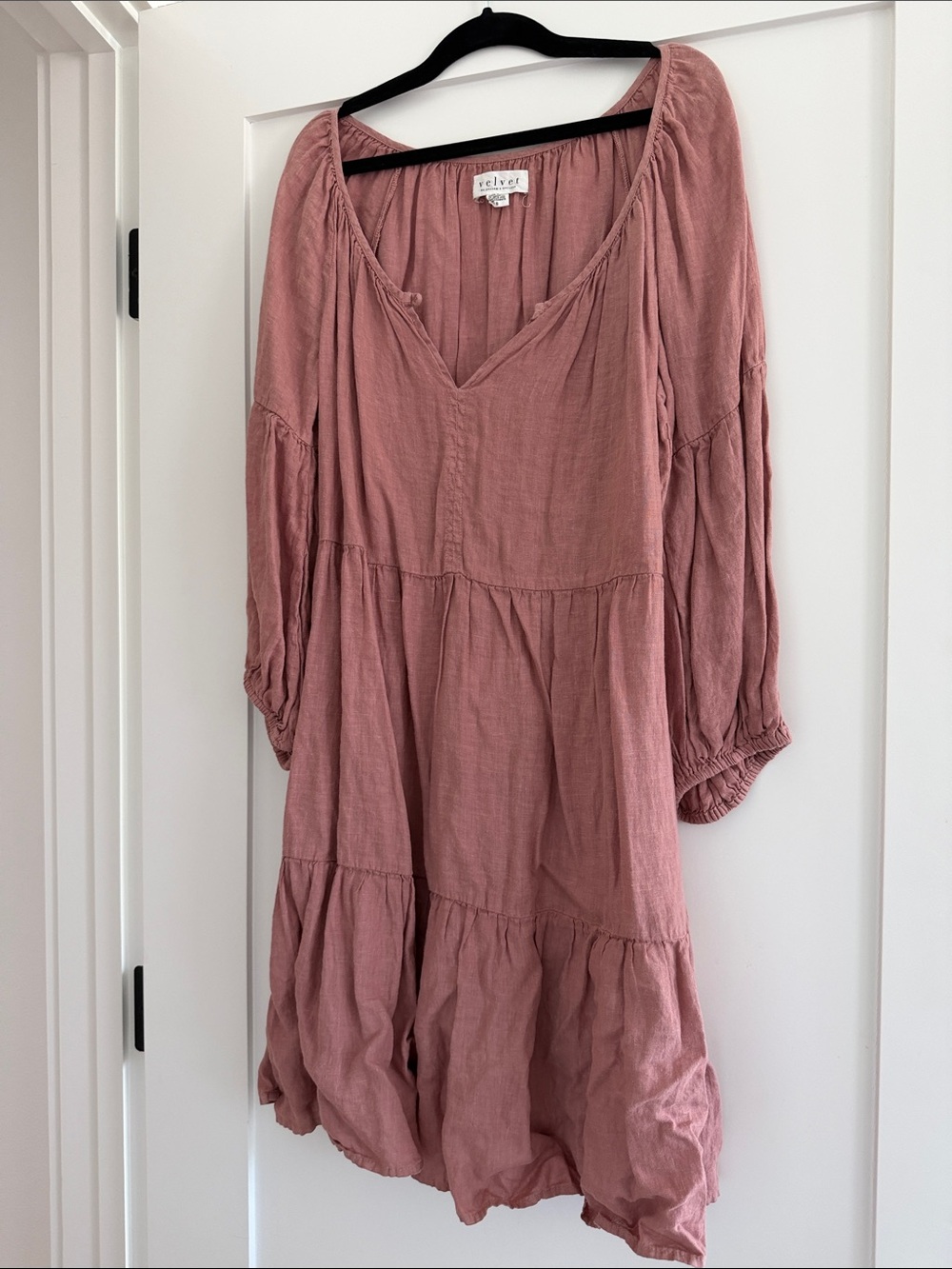 Velvet by Graham & Spencer Rose Mauve Tiered Peasant Dress